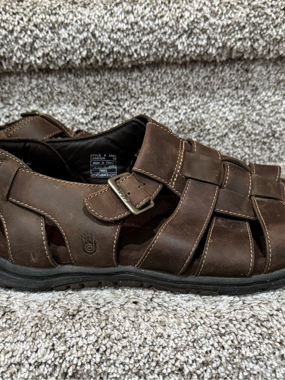 Teva Men’s Original Camden Leather Brown Fisherman Sandals Sz 12 Gladiator